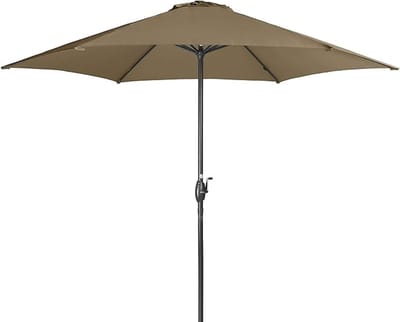 Luxe 360° Draaibare Zweefparasol Ø340 cm – Premium Cantilever Tuinparasol met Kantelbare Functie, Slingerbediening, UV-bescherming 50+, Stabiel Metalen Frame en Kruisvoet – Greige