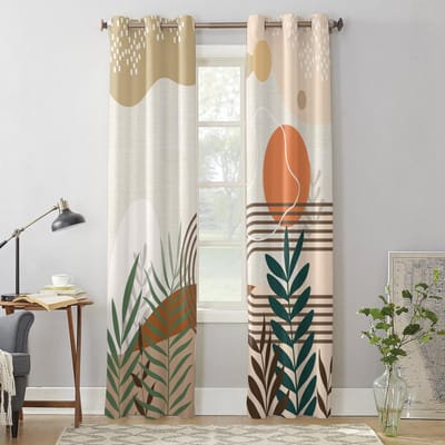 Boho Bladeren Planten Raamgordijnen voor Woonkamer Slaapkamer Gordijn Modern Keuken Jaloezieën Draperieën Gordijnen 135W x 60H(cm) x1 white