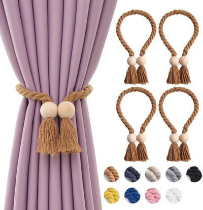 Unyqoos® Set van vier magnetische gordijnhouders met boho-stijl voor thuis en kantoor