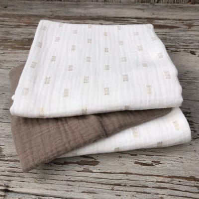 Hydrofieldoeken - set - metallic - strepen - taupe - 3 stuks