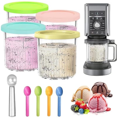 Dailygoods- IJscontainer 800ml - 4 Stuks - Met Deksel - Transparant - Voor Zelfgemaakt IJs - Schokbestendig en Duurzaam - Ijsdoos