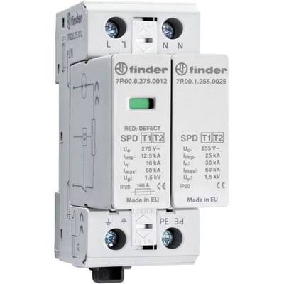 Finder 7P.02.8.275.1012 7P.02.8.275.1012 Overspanningsafleider 60 kA 1 stuk(s)