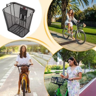 Fietsmand ijzer - Fietsaccessoire - Winkelen en vervoer - Gereedschapsloze montage - 24.6 x 22.9 cm - Zwart