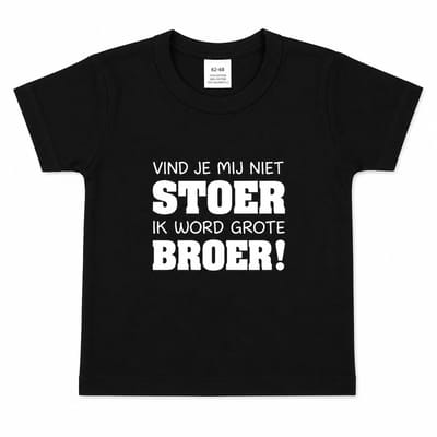 Shirt Stoer Ik word grote broer big brother | korte mouw | zwart | maat 74 zwangerschap aankondiging bekendmaking baby