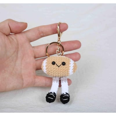 Sport Serie Haak sleutelhangers Voor Cadeaus Handgemaakt Gebreide Tennispop Sleutelhanger Kawaii Honkbalpop Sleutelhanger Op Maat Gemaakte Accessoires beige