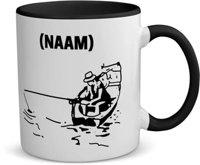 Akyol - vissen met eigen naam koffiemok - theemok - zwart - Vissen - visser - sport - 350 ML inhoud