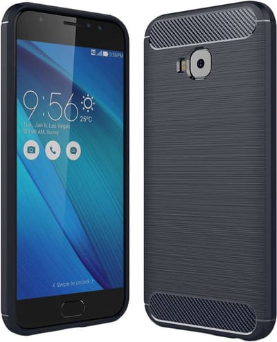 ebestStar - Hoes geschikt voor Asus Zenfone 4 Selfie Pro ZD552KL, TPU Bescherming Cover, Koolstof Design Hoesje, Donkerblauw