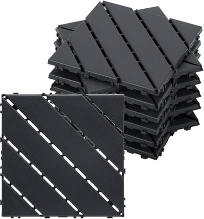 Terrastegels Kunststof Vlondertegels - 11 Stuks 6 latten - 30 x 30 cm 1 m² - Makkelijke en Snelle Montage - Balkontegels - Onderhoudsvrij - Tuin, Balkontegels - Terrasplanken - Antraciet