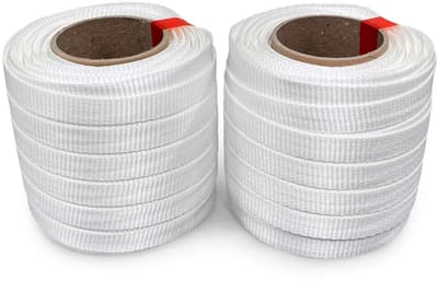 Geweven Koord Riem - Polyester Band - Verpakking Vastzetten - Hoge Breeksterkte - 2 Rollen - Wit