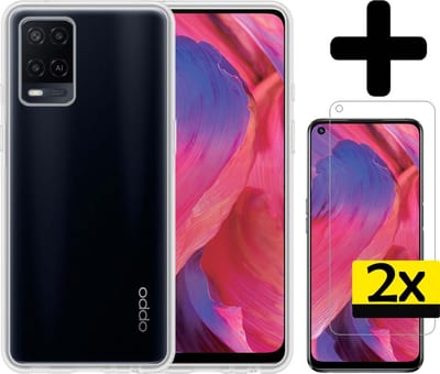 Hoesje - Met 2x Screenprotector - Geschikt voor OPPO A54 - Sterk & Shockproof - Back Cover - Siliconen Case - Telefoon Hoes - Telefoonhoesjes - Transparant