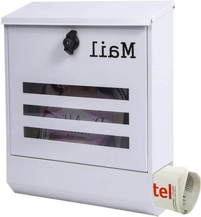 Brievenbus Brievenbus - Pakketbox Buiten - Veilig Post Ontvangen - Gietaluminium Constructie - 34.5 x 9 x 33 cm - Wit