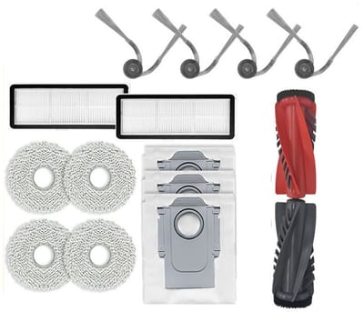 Roborock Q Revo Curv accessoirepakket - 1 hoofdborstel, 4 dweildoeken, 2 filters, 3 stofzakken, 4 zijborstels - Complete set voor efficiënte reiniging