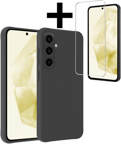 Hoesje - Met Screenprotector - Geschikt voor Samsung Galaxy A36 - Sterk & Shockproof - Back Cover - Siliconen Case - Telefoon Hoes - Telefoonhoesjes - Zwart