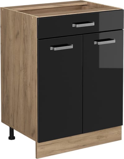 Vicco R-Line Keukenonderkast – 60 cm met lade, zonder werkblad Zwart hoogglans