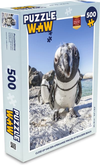 Puzzel Close-up van een Afrikaanse pinguïn op Boulders Beach - Legpuzzel - Puzzel 500 stukjes