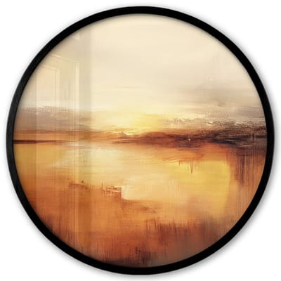 Poster in lijst Rond - Fotolijst 40x40 cm - Posters - Abstract - Bruin - Modern - Herfst kleuren - Ronde posterlijst zwart - Decoratie - Wanddecoratie woonkamer - Muurdecoratie slaapkamer