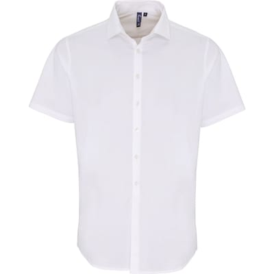 Premier Heren Rekken Pasvorm Poplin Korte Mouwen Shirt (Wit)