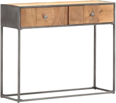 Wandtafel Gerecycled Hout - Haltafel Consolekast - Decoratie Opbergen - Elk Stuk Uniek - 30x90x75 cm - Natuurlijk