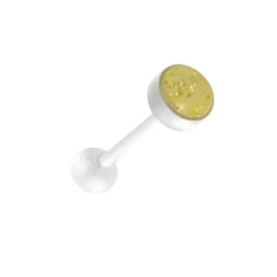 Aramat Jewels | Tongpiercings | Bioplast Witte Glitter Tongpiercing | Donker Blauw | |8mm | Kunststof | Volwassenen | Verkleurd niet