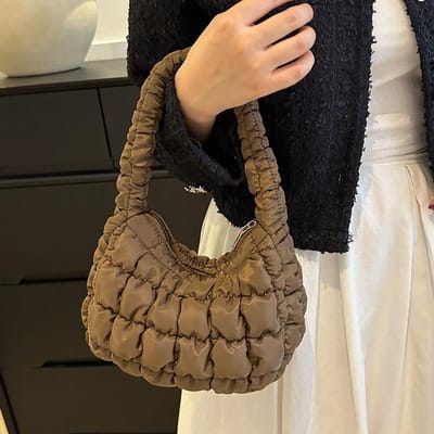 Populaire Gevouwen Wolk Tas voor Dames Ins Frans Niche Design Schoudertas brown
