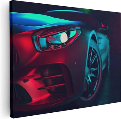 Artaza Canvas Schilderij Sportauto - 40x30 cm - Klein - Muurdecoratie Auto - Wanddecoratie Mancave - Kamer Accessoires