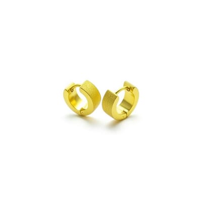 Aramat Jewels | Oorringen | Oorringen – Staal Sandblasted Goudkleurig (11mm) | | | |4mm | Staal | Volwassenen | Verkleurd niet