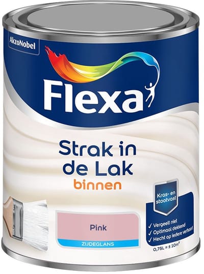 Flexa - Strak In De Lak Binnenlak Zijdeglans - Pink - Mengverf - 750 Ml