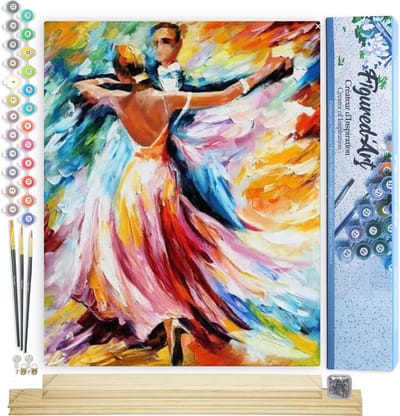 Figured'Art Schilderen op Nummer Volwassenen canvas Stijldansen - Handwerk acrylverf Kit DIY Compleet - 40x50cm met DIY houten lijst