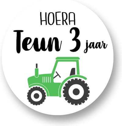 25x Traktatie Stickers Met Naam en Leeftijd - Tractor - Gepersonaliseerd - Sluitstickers - Kinderfeest Traktatie - Uitdelen - Uitdeeltraktatie - Traktatiestickers Pimp Studio