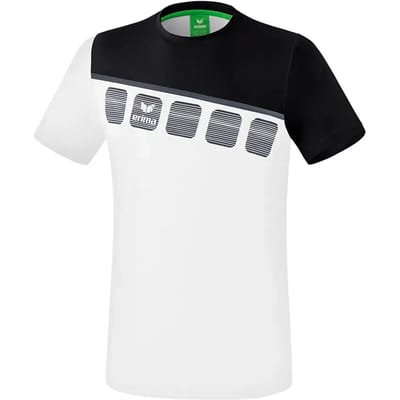 Erima 5-C T-Shirt Heren - Donkergrijs / Zwart / Wit | Maat: S