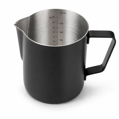 My Green Deal – RVS Melkkan 600ml Zwart – Melkopschuimkan / Barista Pitcher