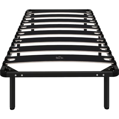 HOMCOM Bedframe - Populierenhout, Staal - 90x190x33cm - Zwart