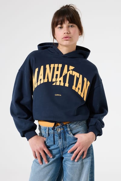GARCIA Meisjes Tekst Print Sweater Blauw Lange mouw