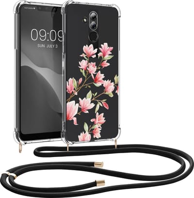 kwmobile telefoonhoesje geschikt voor Huawei Mate 20 Lite - Hoesje met telefoonkoord - Back cover voor smartphone - Case in poederroze / wit / transparant