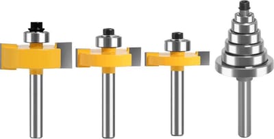 Rabbet Router Bit Set 3 stuks - Met 6 lagers - 1/8 1/4 5/16 3/8 7/16 1/2 inch - 1/4 inch schacht - Rabbeting Router Bit