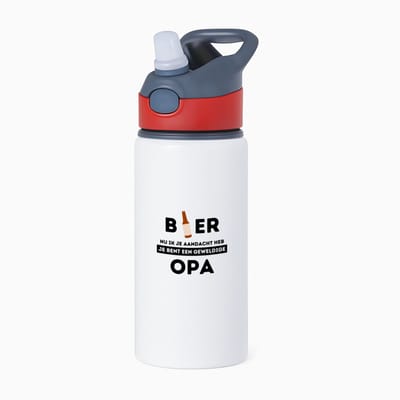 Hacebo® - bier, nu ik je aandacht heb je bent een geweldige opa waterfles met rietje rood - Opa - de beste opa - verjaardagscadeau - verjaardag - cadeau - cadeautje voor opa - opa artikelen - kado - geschenk - gift - water fles - 650ML