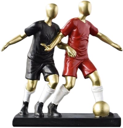 Voetballer Standbeeld - Voetbal Sculptuur - Woondecoratie - Klassieke Sportstijl - 12x4.5x12.5cm - Stijl 3