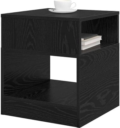 Bijzettafel Eiken - Tafeltje Kamer - Woonkamer Organiseren - Strak Modern Ontwerp - 40 x 40 x 45 cm - Zwart