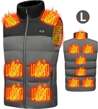 Bovista Verwarmde Bodywarmer - Heated Vest - Elektrische Bodywarmer - Wasbaar - Oplaadbaar - Unisex - Maat L - Grijs