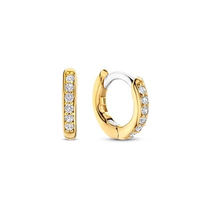 TI SENTO Dames Oorbellen - 925 zilver - Zirkonia met geel verguld - 7811ZY