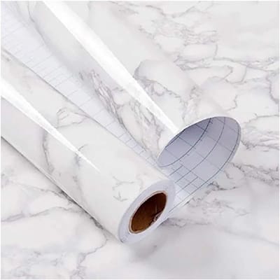 Marmerpapier - Keukenfolie - Werkblad Renoveren - Zelfklevend PVC - 500 x 50 cm - Wit