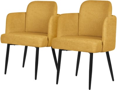 Set van 2 eetkamerstoelen met rugleuning & armleuning mosterd met metalen poten tot 120 kg ML-Design