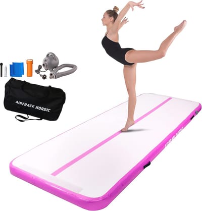 Opblaasbare Gymnastiekmat 3 m - 8 m met Elektrische Luchtpomp - Duurzaam en Draagbaar voor Gymnastiek en Yoga