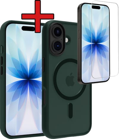 Hoesje - Met Screenprotector - Geschikt voor Apple iPhone 17 - Magsafe Compatible - Sterk & Shockproof - Shock Proof Case - Back Cover - Telefoon Hoes - Telefoonhoes - Donkergroen