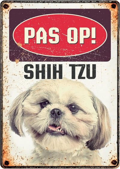 Waakbord blik Shih Tzu 15x21 cm