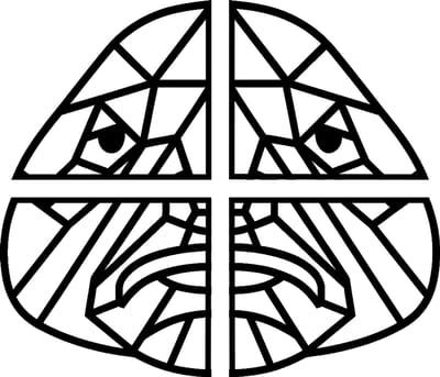 Blobvis line-art wanddecoratie – dierenkop wandbord – groot 76×64,8 cm – 4-delig – populierenhout zwart