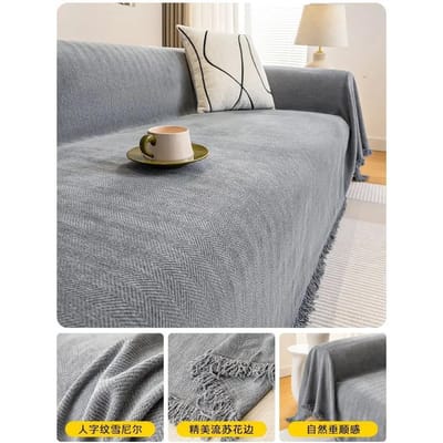 Geweven Katoenen Bankovertrek Deken Effen Kleur Antislip Bankhanddoek voor Woonkamer Meubeldecoratie Wandtapijt Bankovertrek met Kwast 130X180cm