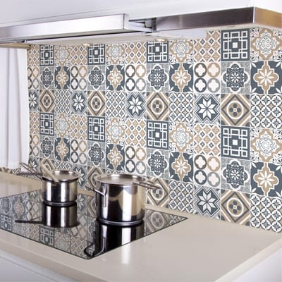 Muurstickers - Zelfklevende tegelmuurstickers voor keuken en badkamer - 9 MADIA tegelstickers - 9 stickers 10x10cm
