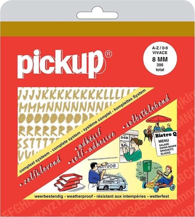 Pickup plakletters en plakcijfers boekje Vivace goud - 8 mm