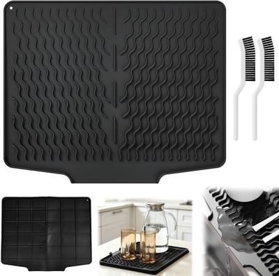 afdruipmat gootsteen vaatwasser 40 × 33 cm werkblad bescherming keuken met borstel afdruipmat siliconen met afvoer lekvrije werkblad bescherming voor werkblad bescherming